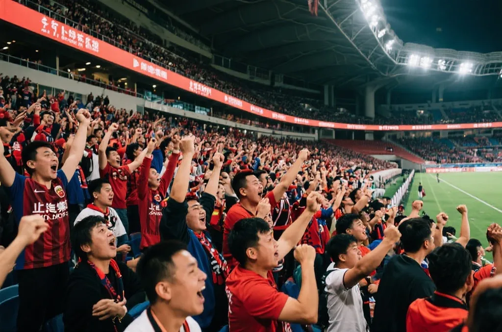 球迷在看台为球队加油